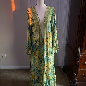 Vibrant Green and Yellow Kimono